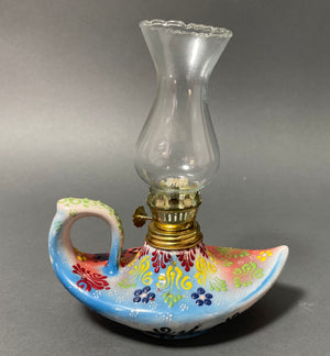 Aladdin Stylish Handmade Blue Ceramic Turkish Oil Lamp
