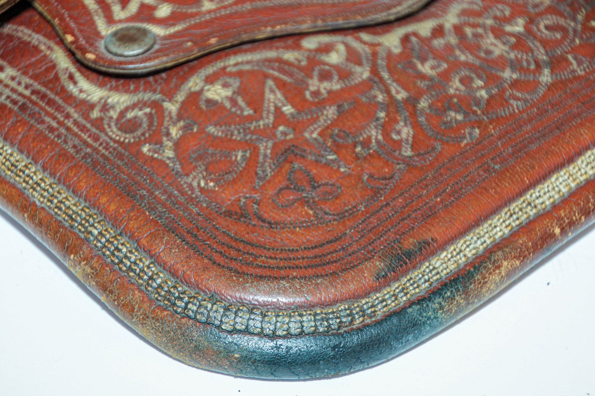 Antique Hand Tooled Leather Moroccan Bag Wall Decor