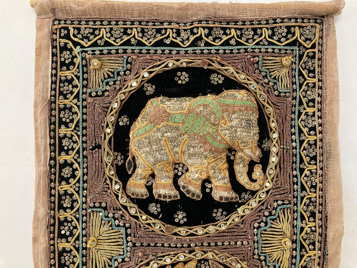 Vintage Burmese Kalaga Tapestry Embroidered Wall Hanging 1960 — additional view 17