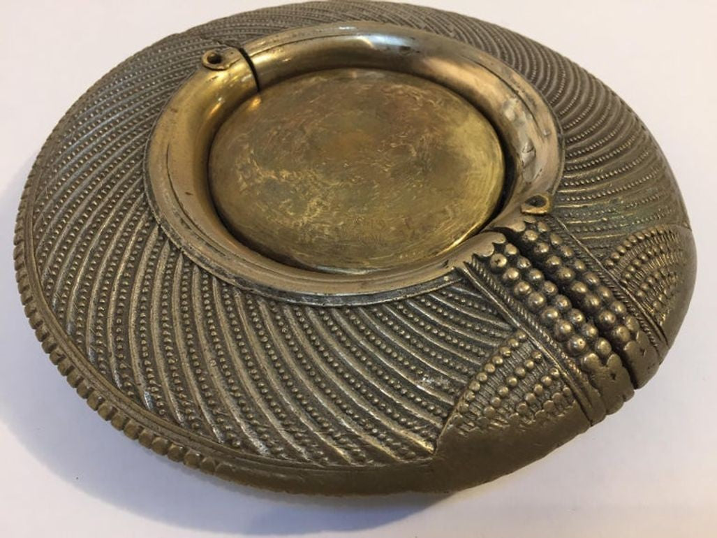 Antique Indian Dhokra Tribal Brass Anklet Repurposed as Catchall, circa 1920