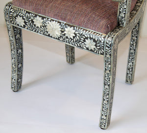 Anglo-Indian Mughal Mother of Pearl Inlaid Klismos Armchair with Ram Head 1 of 2