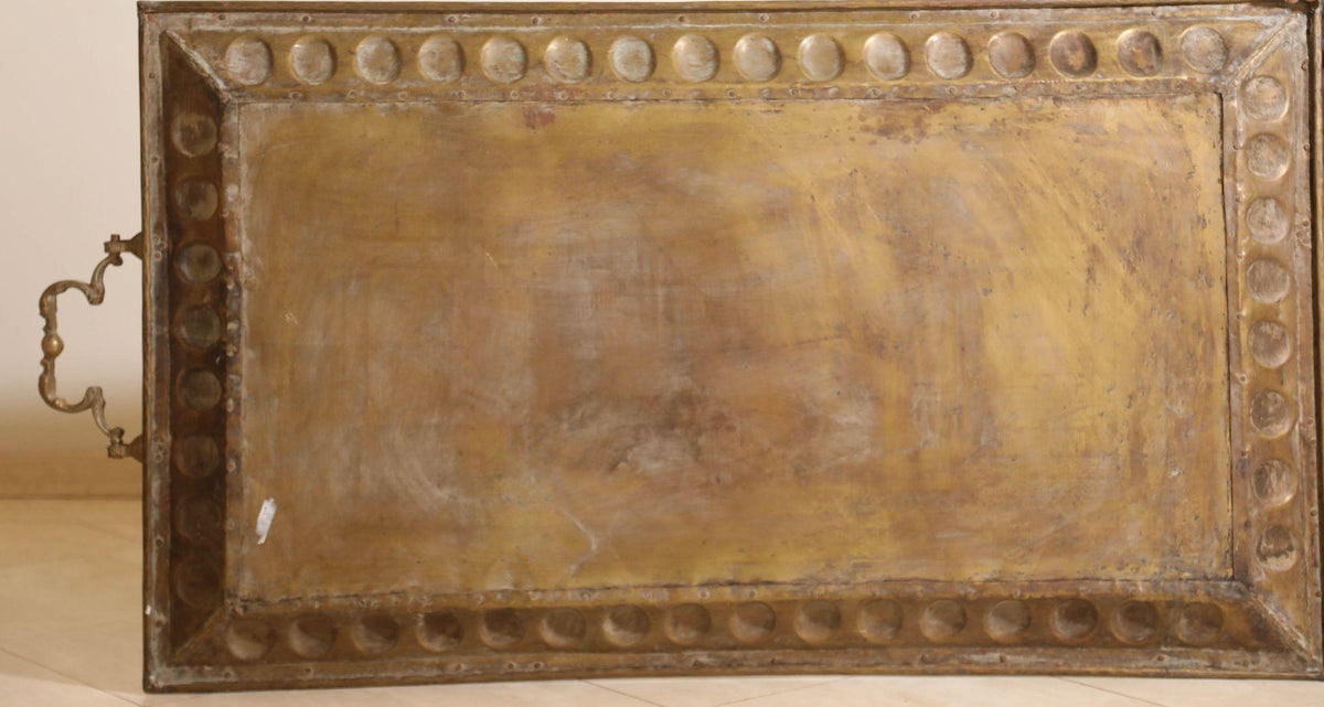 Monumental Mughal Brass and Copper Calligraphy Tray Table, India, circa 1920 — detail view 21