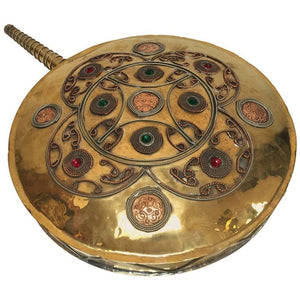 Moroccan Antique Large Tribal Drinking Flask in Polished Brass