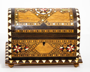 Moorish Spain Arch Top Wood Inaid Marquetry Jewelry Box