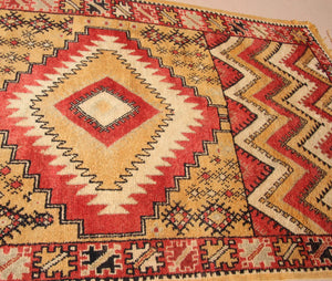 1960s Moroccan authentic Berber Rug Orange Yellow and Ivory 10 ft x 5ft.