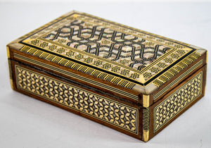 Middle Eastern Moorish Mother of Pearl Inlaid Marquetry Jewelry Box