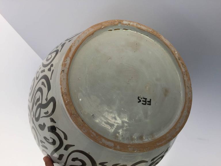 Large Moroccan Glazed Ceramic Vase from Fez with Arabic Calligraphy Writing — Morocco