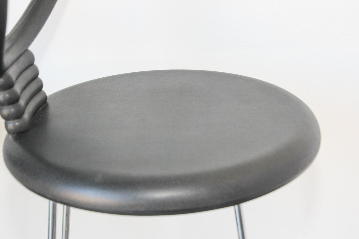 Nobu Tanigawa "Nardis" Black Bar Stools with Back for Fasem Italy, Set of Two — Italy