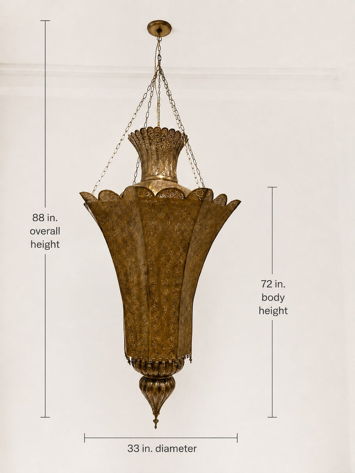 Monumental 88-Inch Moroccan Pierced Brass Chandelier Handcrafted in Marrakech – view 17