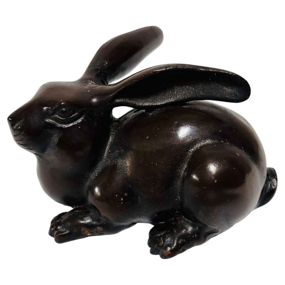 Mid-20th Century Japanese Hand Cast Bronze Rabbit Sculpture — Japan