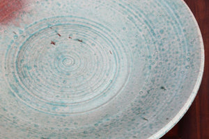Handcrafted Italian Art Studio Large Stoneware Bowl Aqua Color