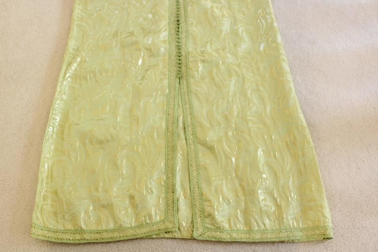 Moroccan Moorish Caftan Gown in Gold Brocade Maxi Dress Kaftan Size M to L