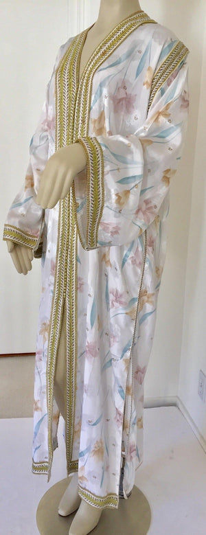Vintage Moroccan White Kaftan Maxi Dress Caftan Size Large