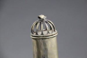 Moroccan Ceramic Flask Bottle from Fez with Silvered Filigree