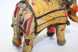 Anglo Raj Vintage Hand-Crafted Stuffed Cotton Embroidered Elephant, India, 1950