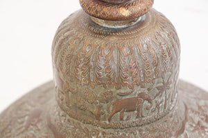 Antique Copper Vase with Hindu Scenes, 19th Century