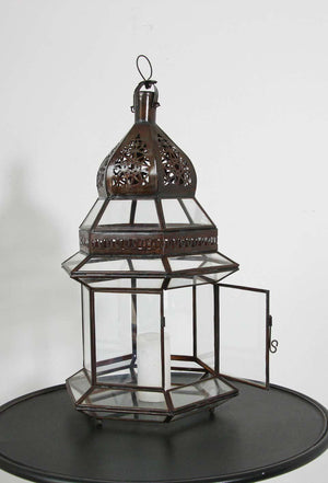 Handcrafted Large Moroccan Clear Glass Candle Lantern