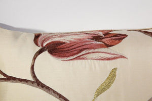 Vintage Throw Decorative Taffeta Pillow Embroidered with Flowers