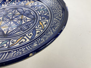 Moroccan Ceramic Blue Plate, Fez 1920's