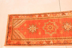 1960s Moroccan Vintage Orange Color Tribal African Pile Rug