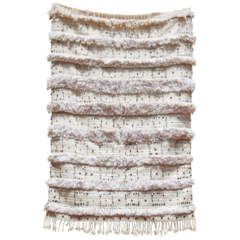 Vintage Moroccan Berber Shawl, Handwoven Wool, 1950s Bohemian Style