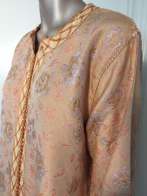 Vintage Moroccan Brocade Designer Caftan Maxi Dress Gown Kaftan Size L