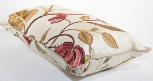 Vintage Throw Decorative Taffeta Pillow Embroidered with Flowers