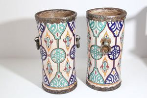 Handcrafted Moorish Ceramic Planters with Handles