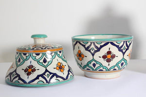 Moorish Ceramic Glazed Covered Urns Handcrafted in Fez Morocco