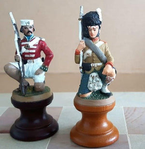 The Raj Hand Painted India-British War 1857 Game Chess with Table