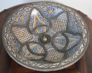 Decorative Moroccan Moorish Handcrafted Ceramic Bowl Dish from Fez