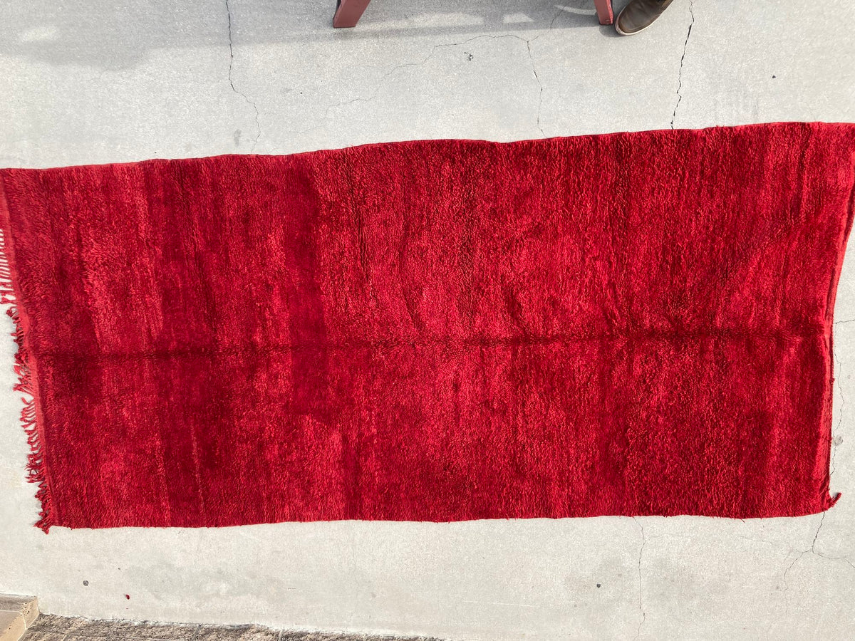 Vintage Red Moroccan Berber Rug, Hand-Knotted Wool, 1960