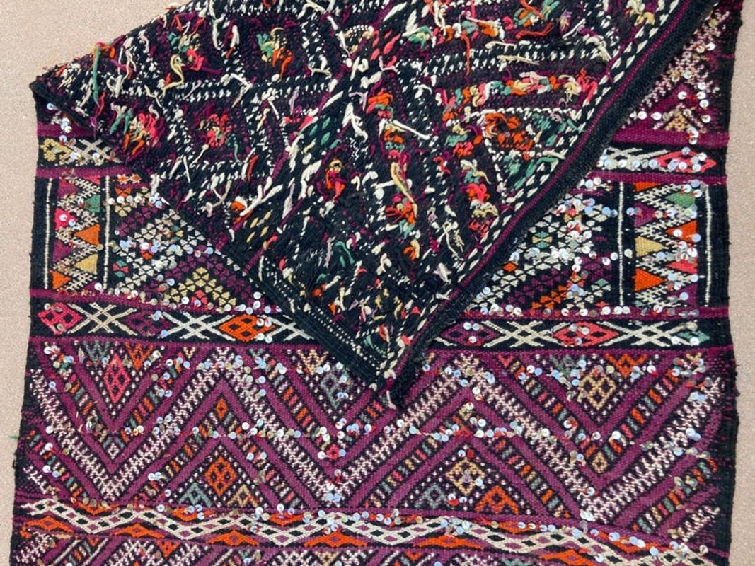 1940s Moroccan Tribal Rug African Ethnic Textile Floor Covering