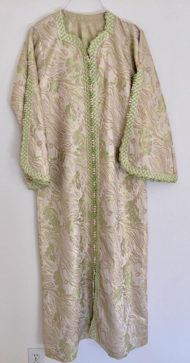 Moroccan Kaftan in Silver Metallic Floral Brocade