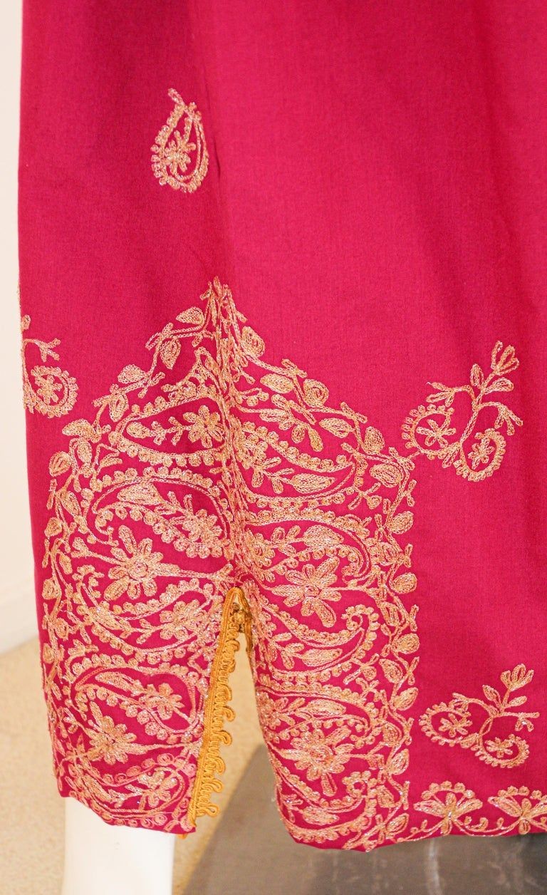 Vintage Moroccan Caftan Hot Pink with Gold, 1970's