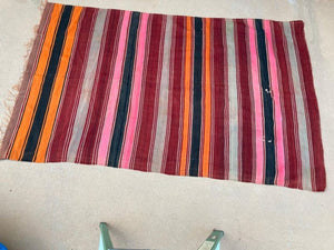Moroccan Vintage Flat-Weave Stripe Kilim Rug