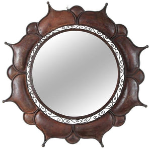 Moroccan Metal Handcrafted Round Outdoor Mirror