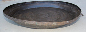 Asian Hammered Metal Bronze Oversized Urli Vessel with Handles South India