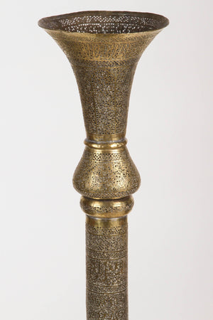 Mid 19th Century Antique Islamic Brass Candleholder Floor Lamp