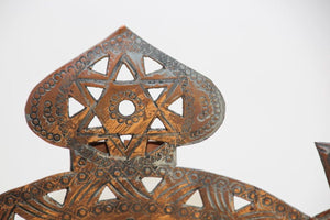Moroccan Copper Hanukkah Lamp Judaica Menorah
