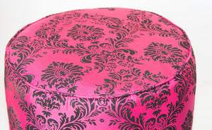 Pair of Modern Fuchsia and Black Moroccan Stools