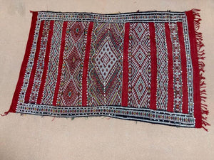 1960s Authentic Moroccan Ethnic Rug with Sequins North Africa, Handira