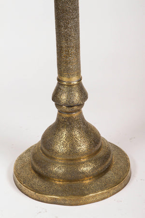 Mid 19th Century Antique Islamic Brass Candleholder Floor Lamp