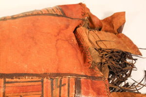 African Tuareg Hand-Tooled Leather Pillow with Fringes