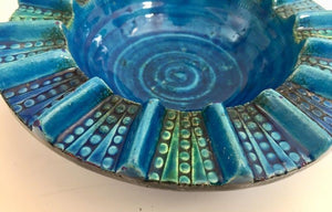 Aldo Londi Blue Ceramic Ashtray Handcrafted in Italy