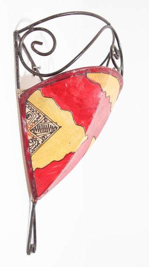 Vintage Parchment Moroccan African Tribal Art Wall Sconce
