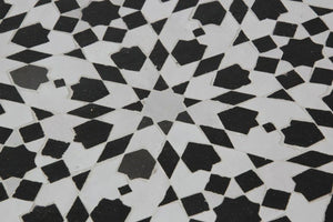 Moroccan Fez Mosaic Tile Coffee Table in Black and White
