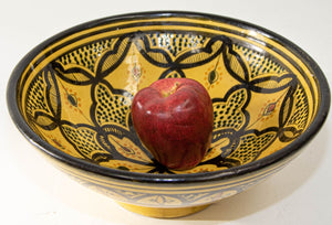 Vintage Moroccan Handcrafted Ceramic Yellow Bowl