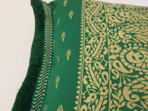 Large Pair of Moroccan Damask Green Bolster Lumbar Decorative Pillows