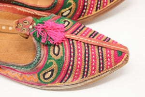 Handcrafted Moorish Leather Ethnic Turkish Gold Embroidered Shoes
